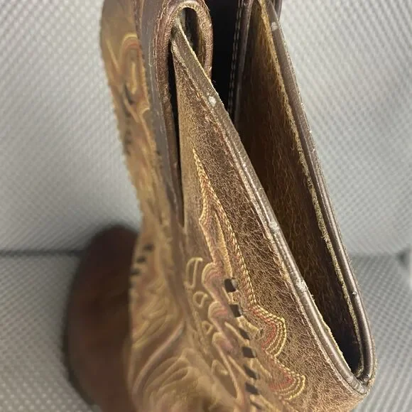 Ariat Cowboy Boots Mens Size 9.5 D Brown Leather Western Round Toe Embroidered